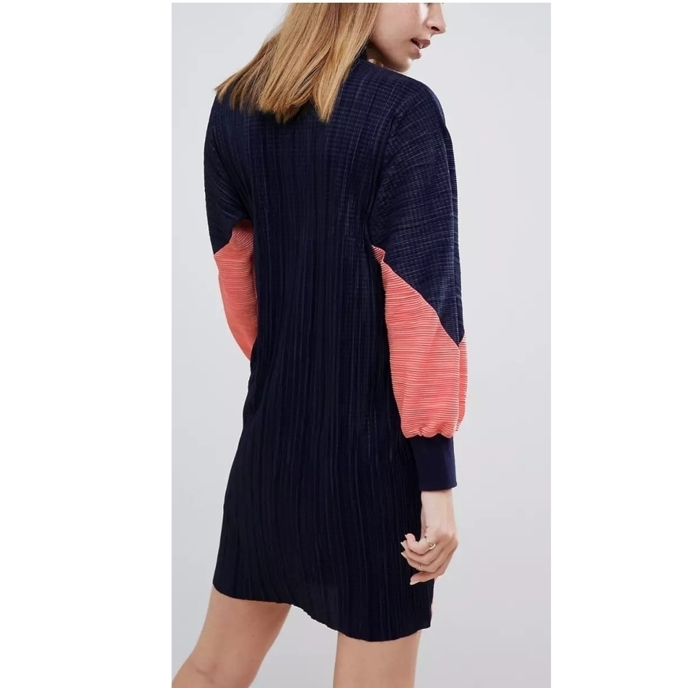 ASOS Curve colour block plisse sweat dress coral navy blue size 18 NWT - Picture 12 of 13